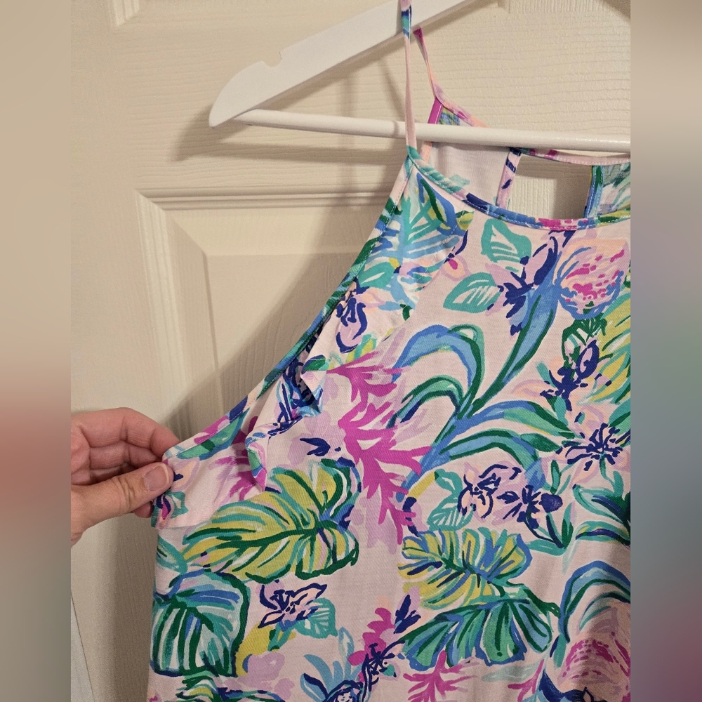 Lilly Pulitzer Billie Ruffle Dress Mermaid In The Shade Pink, Purple Size XL - Picture 3 of 8